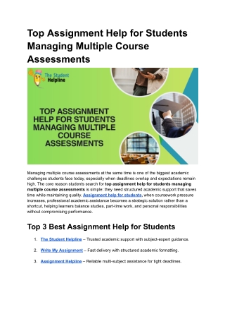 Top Assignment Help for Students Managing Multiple Course Assessments