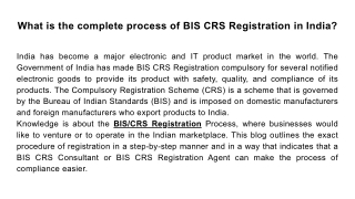 What Is the Complete Process of BIS CRS Registration in India?