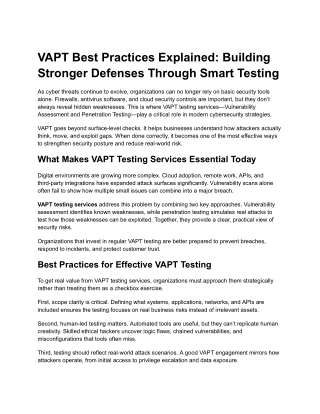 VAPT Best Practices Explained_ Building Stronger Defenses Through Smart Testing