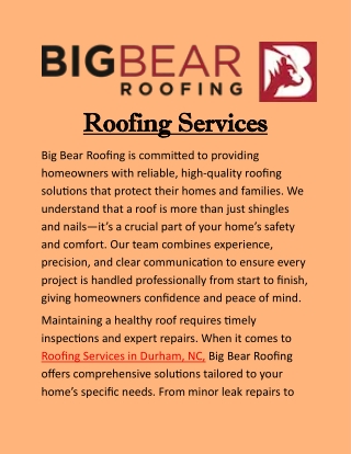 Roofing Services in Durham, NC: Reliable Repairs and Expert Roof Protection