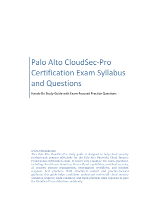 Palo Alto CloudSec-Pro Certification Exam Syllabus and Questions