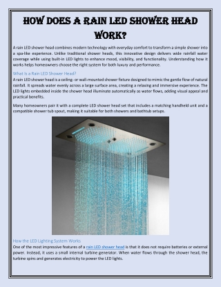 How does a rain LED shower head work?