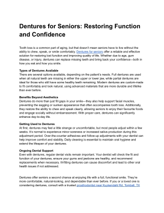 Dentures for Seniors_ Restoring Function and Confidence