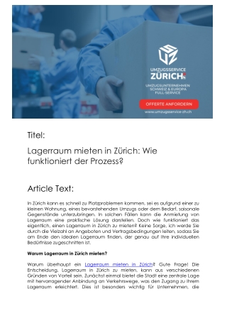 Professionelle Entsorgung in Zürich
