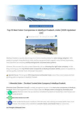 Top 10 Best Solar Companies in Madhya Pradesh, India (2026 Updated List)