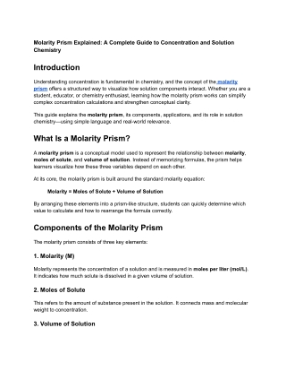Molarity prismMolarity Prism Explained: Complete Guide to Understanding Molarity