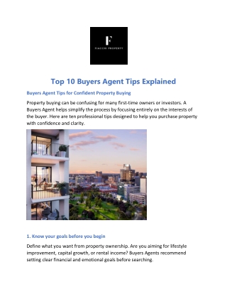 Top 10 Buyers Agent Tips Explained