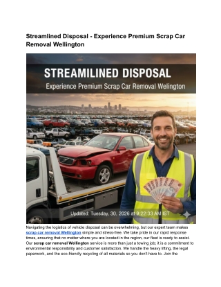 Streamlined Disposal - Experience Premium Scrap Car Removal Wellington