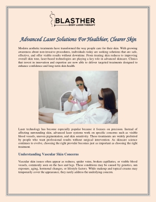 Advanced Laser Solutions For Healthier, Clearer Skin