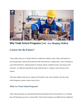 _Why Trade School Programs (TSP) Are Shaping Skilled Careers for the Future_