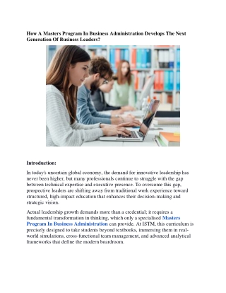 How A Masters Program In Business Administration Develops The Next Generation Of Business Leaders