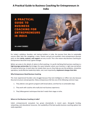 A Practical Guide to Business Coaching for Entrepreneurs in India