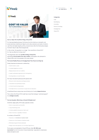 Cost vs. Value: The True ROI of Hiring a Virtual CFO