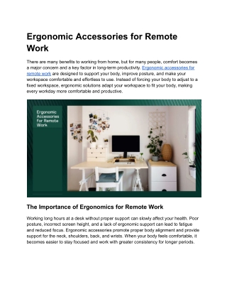 Ergonomic Accessories for Remote Work