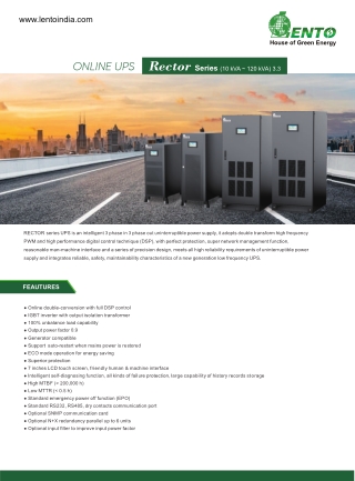 Online UPS Rector Series (10kVA – 120kVA)