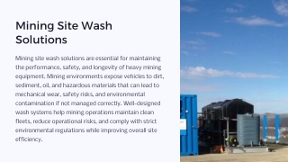 Mining Site Wash Solutions for Heavy Equipment