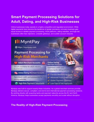 Smart Payment Processing Solutions for Adult, Dating, and High-Risk Businesses