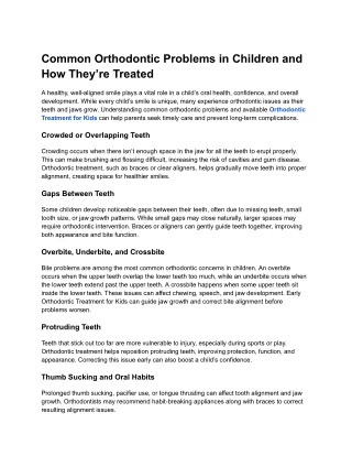 Common Orthodontic Problems in Children and How They’re Treated