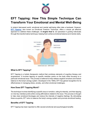 EFT Tapping for Emotional Healing | Angels Heal U – Mind, Body & Soul Wellness