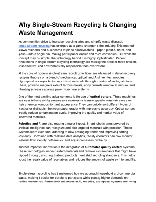 Why Single-Stream Recycling Is Changing Waste Management