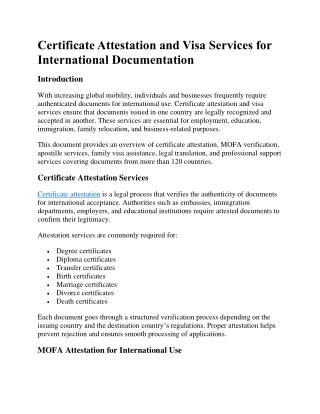 Certificate Attestation and Visa Services for International Use