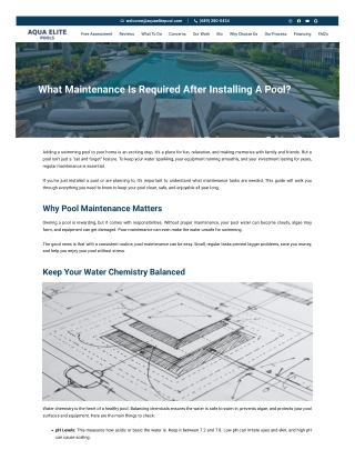 What Maintenance Is Required After Installing A Pool