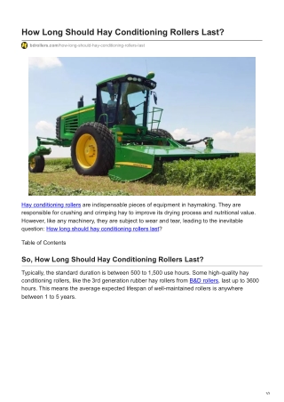 How Long Should Hay Conditioning Rollers Last