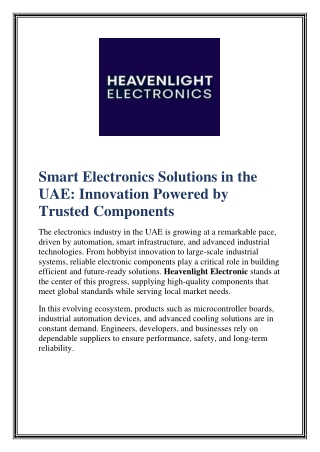 Smart Electronics Solutions in the UAE Innovation Powered by Trusted Components