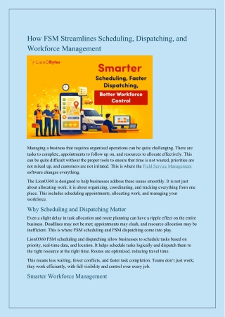 How FSM Streamlines Scheduling, Dispatching, and Workforce Management
