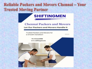 Reliable Packers and Movers Chennai – Your Trusted Moving Partner