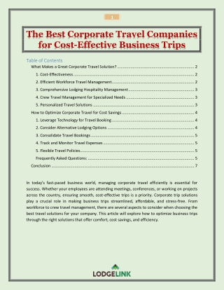 The Best Corporate Travel Companies for Cost-Effective Business Trips