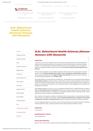 Bsc Psychology Colleges in Pune _ Mental Health Courses in India