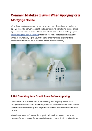 Common Mistakes to Avoid When Applying for a Mortgage Online