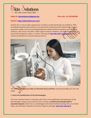 How to Choose the Best Skin Clinic in Varanasi