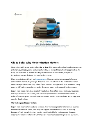 Why Modernization Matters