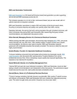 B2B Lead Generation Testimonials