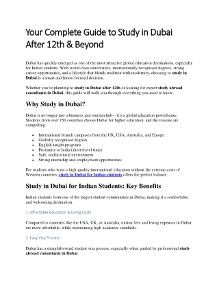 Your Complete Guide to Study in Dubai After 12th