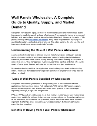 wall panels wholesaler