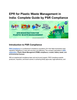 EPR Registration for Plastic Waste: Process, Rules & Compliance