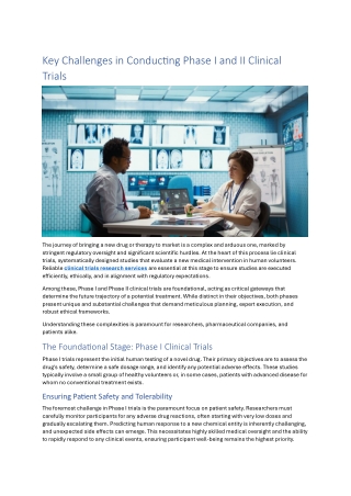 Key Challenges in Conducting Phase I and II Clinical Trials