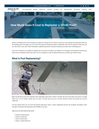 How Much Does It Cost to Replaster a 20×40 Pool