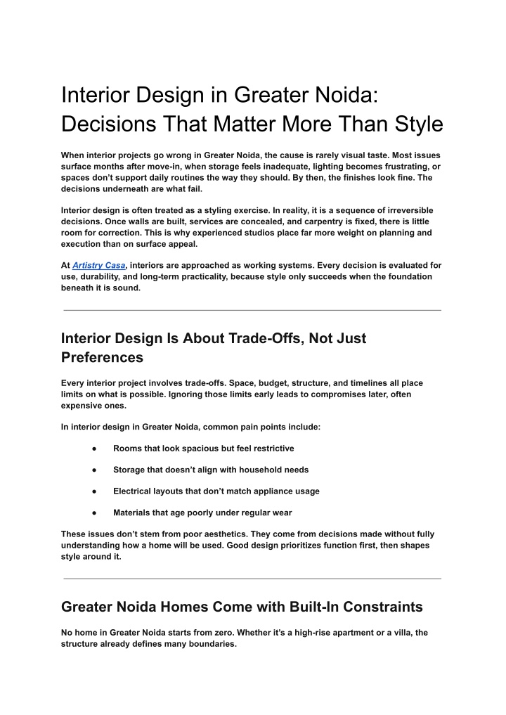 PPT - Interior Design in Greater Noida_ Decisions That Matter More Than ...