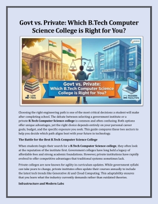 Govt vs. Private: Which B.Tech Computer Science College is Right for You?