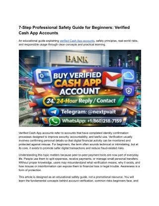 7-Step Professional Safety Guide for Beginners Buy Verified Cash App Accounts
