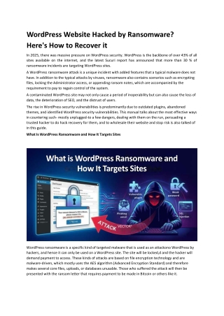 WordPress Website Hacked by Ransomware? Here’s How to Recover it