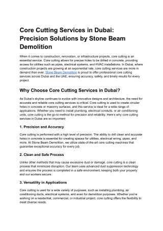 Core Cutting Services in Dubai