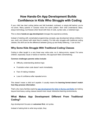 How Hands-On App Development Builds Confidence in Kids Who Struggle with Coding