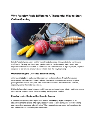 Why Fairplay Feels Different A Thoughtful Way to Start Online Gaming