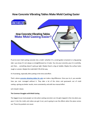 How Concrete Vibrating Tables Make Mold Casting Easier