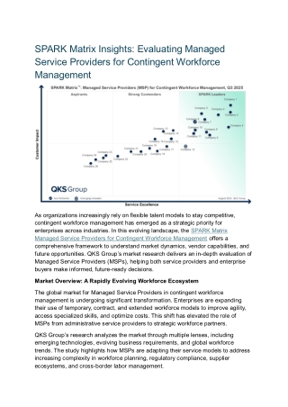 SPARK Matrix Managed Service Providers for Contingent Workforce Management